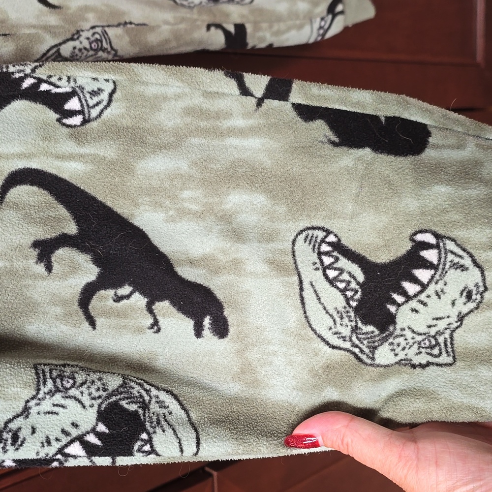Wonder Nation Dinosaur Pajama Set - Green and Black Size 10/12 - Picture 3 of 6